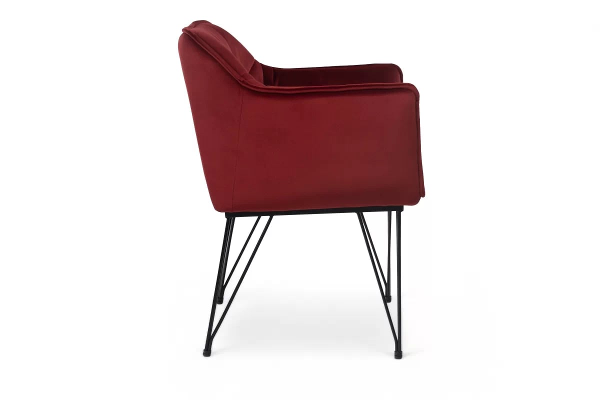 Stolička čalúnená Valencia Pik II s podrúčkami - červená látka / čierne nožičky - Koncovka Série Stolička čalouněné loft z podlokietnikami Valencia Pik II - Červený 