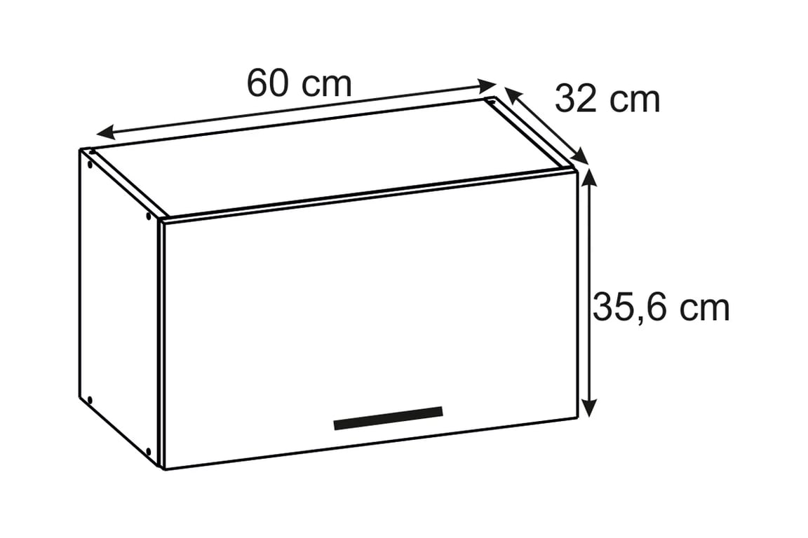 Vegas White UPO 60 - skříňka závěsná z frontem uchylnym (36) - Omezená nabídka Rozměry Skříňky