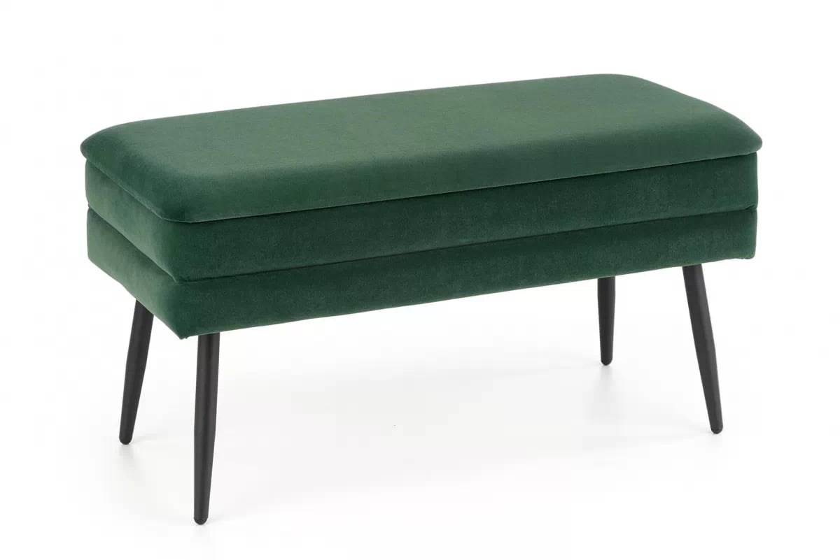 Čalúnená lavička Velva - 78 cm - tmavozelený zamat / čierne nohy VELVA lawka tmavý Zelený/Čierny