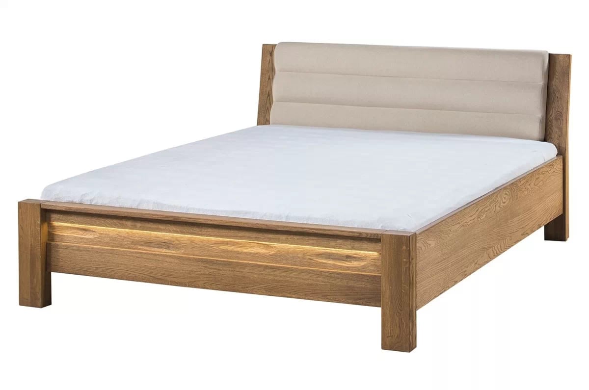 Čalouněná manželská postel Velvet 76 - 160x200 - béžová / dub rustikal Postel do ložnice Velvet 76 - Béžová/Dub rustical