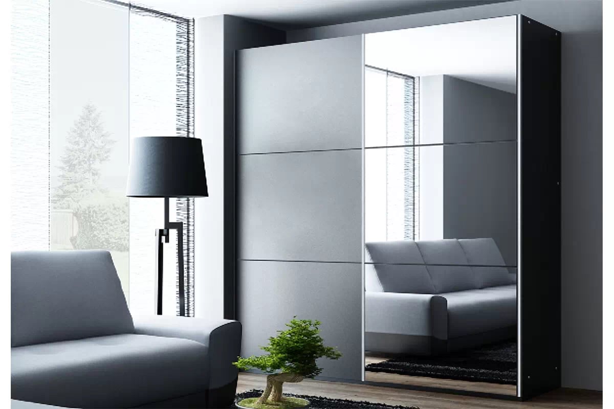 Skriňa so zrkadlom Vigo 150 Grafit Skriňa Vigo vizualizácia