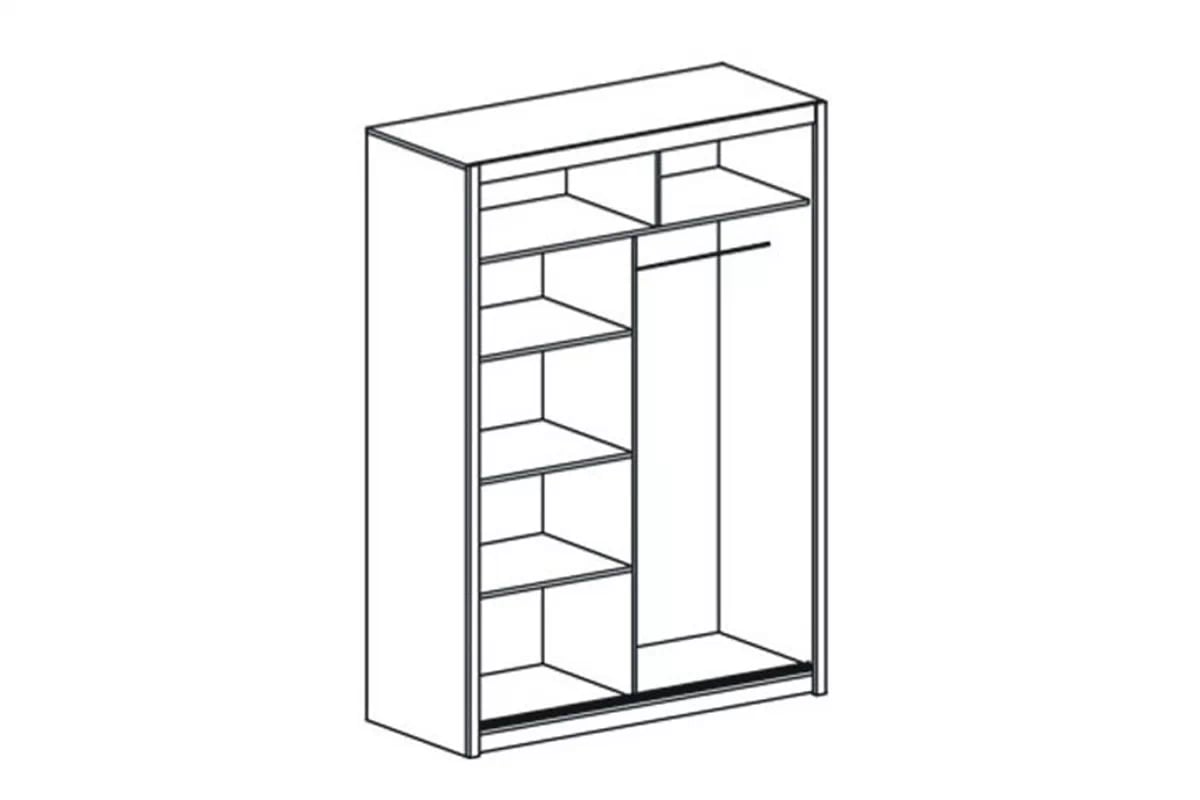 Skriňa s posuvnými dverami so zrkadlom Vista 150 cm - dub sonoma Skriňa vista vnútro