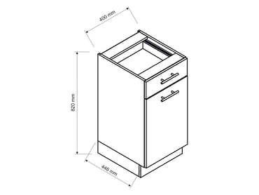 Spodní skříňka Vita D40 S/1 P/L se zásuvkou Kovbox Výkres