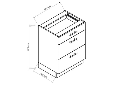 Spodní skříňka Vita D60 S/3 se zásuvkami Kovbox Skříňka dolní se zásuvkami kovbox