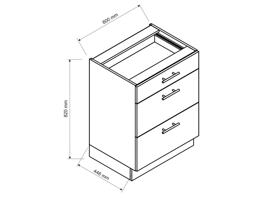 Spodní skříňka Vita D60 S/3 se zásuvkami Kovbox Skříňka dolní se zásuvkami kovbox