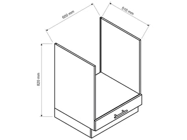 Spodní skříňka Vita DK60 pro vestavnou troubu Výkres