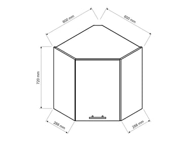 Závěsná rohová skříňka Vita WR P/L Výkres