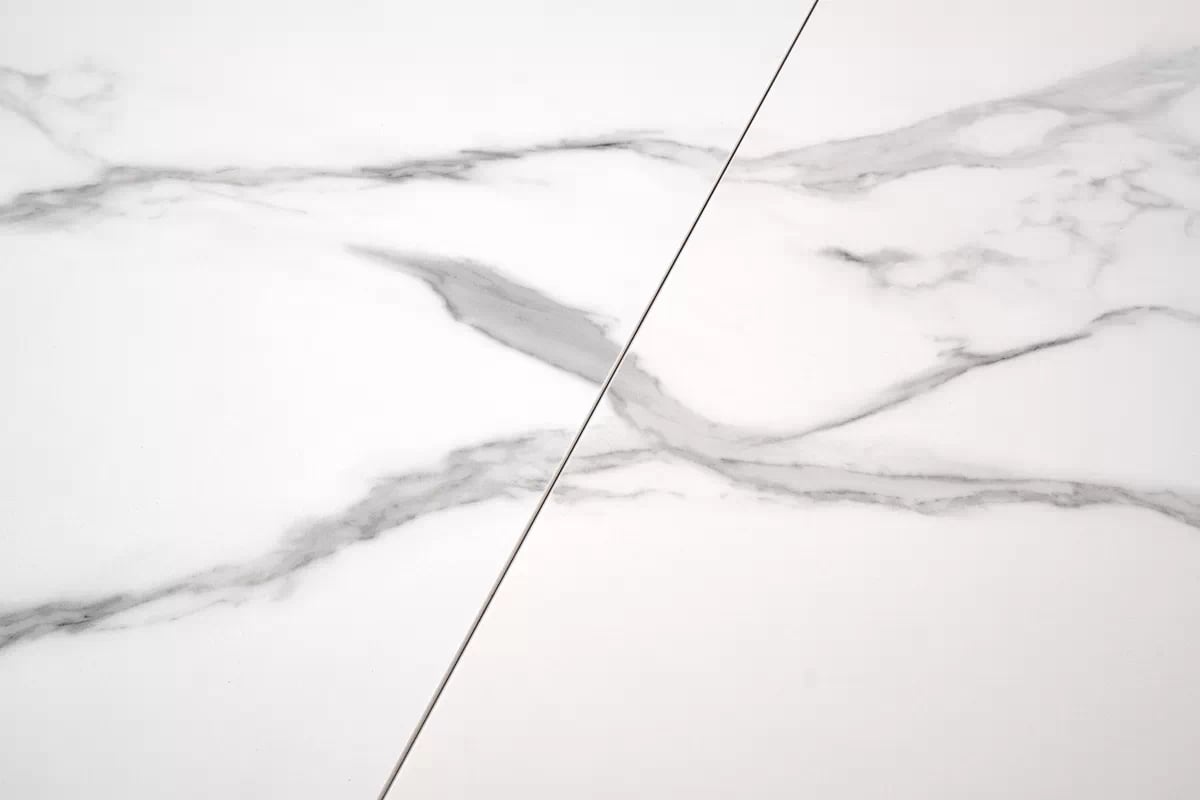 Rozkladací stôl Nolvari 160-200x89 cm - biely mramor vivaldi Stôl rozkladany Pracovná doska - Biely mramor, Nohy - Biely