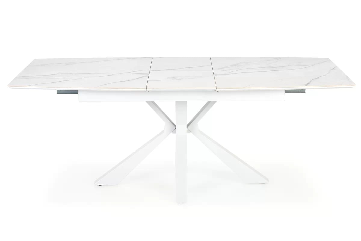 Rozkladací stôl Nolvari 160-200x89 cm - biely mramor vivaldi Stôl rozkladany Pracovná doska - Biely mramor, Nohy - Biely