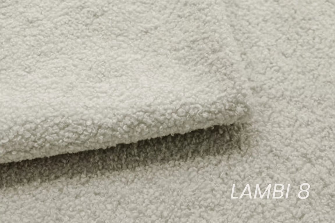 Rozkladacia pohovka Linda - béžová bouclé Lambi 8 Pohovka Linda rozkladana do obývacej izby - Béžová boucle Lambi 8