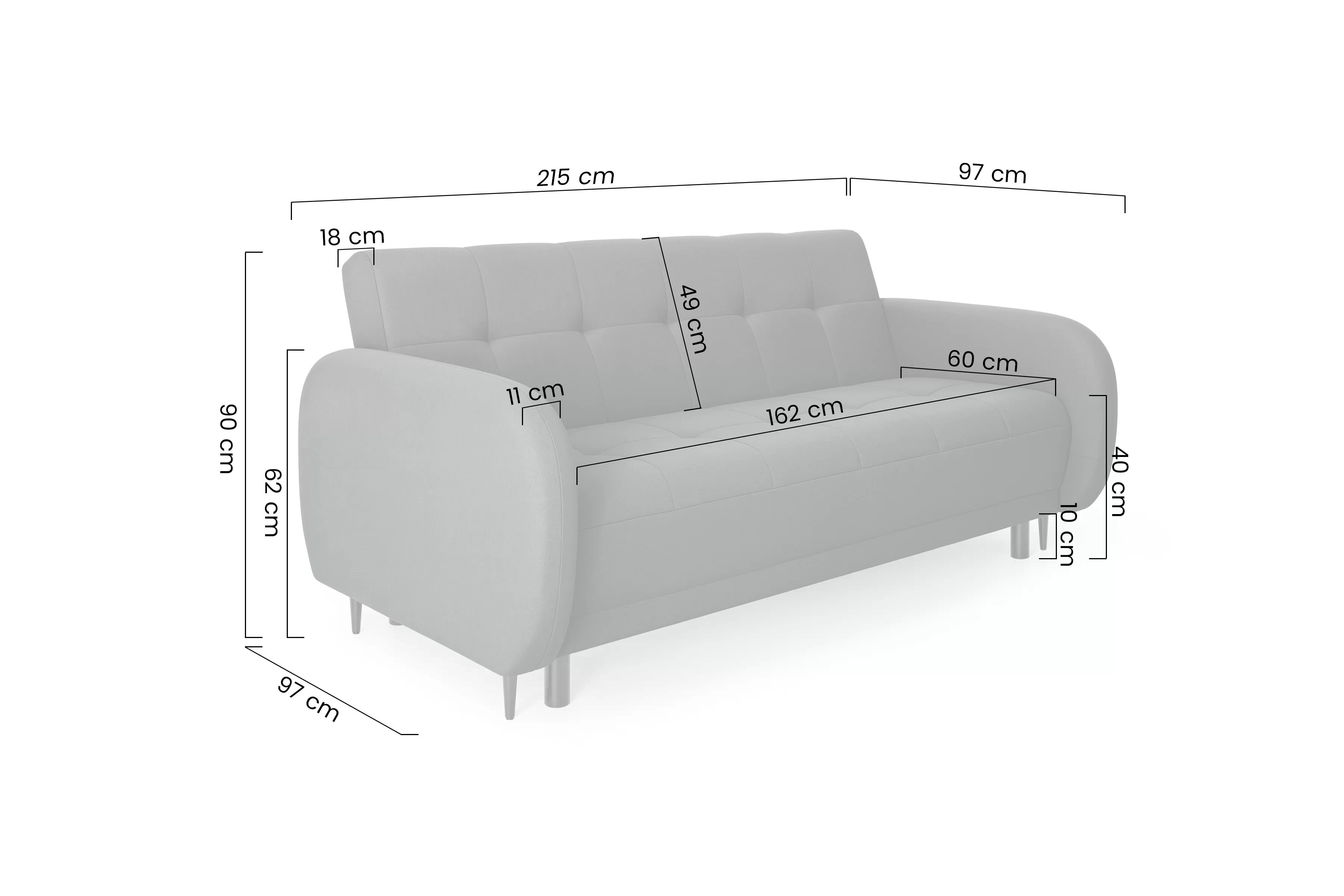 Rozkládací pohovka Linda - šedá Lambi 12 Pohovka Linda rozkladana pro obývacího pokoje - šedá boucle Lambi 12
