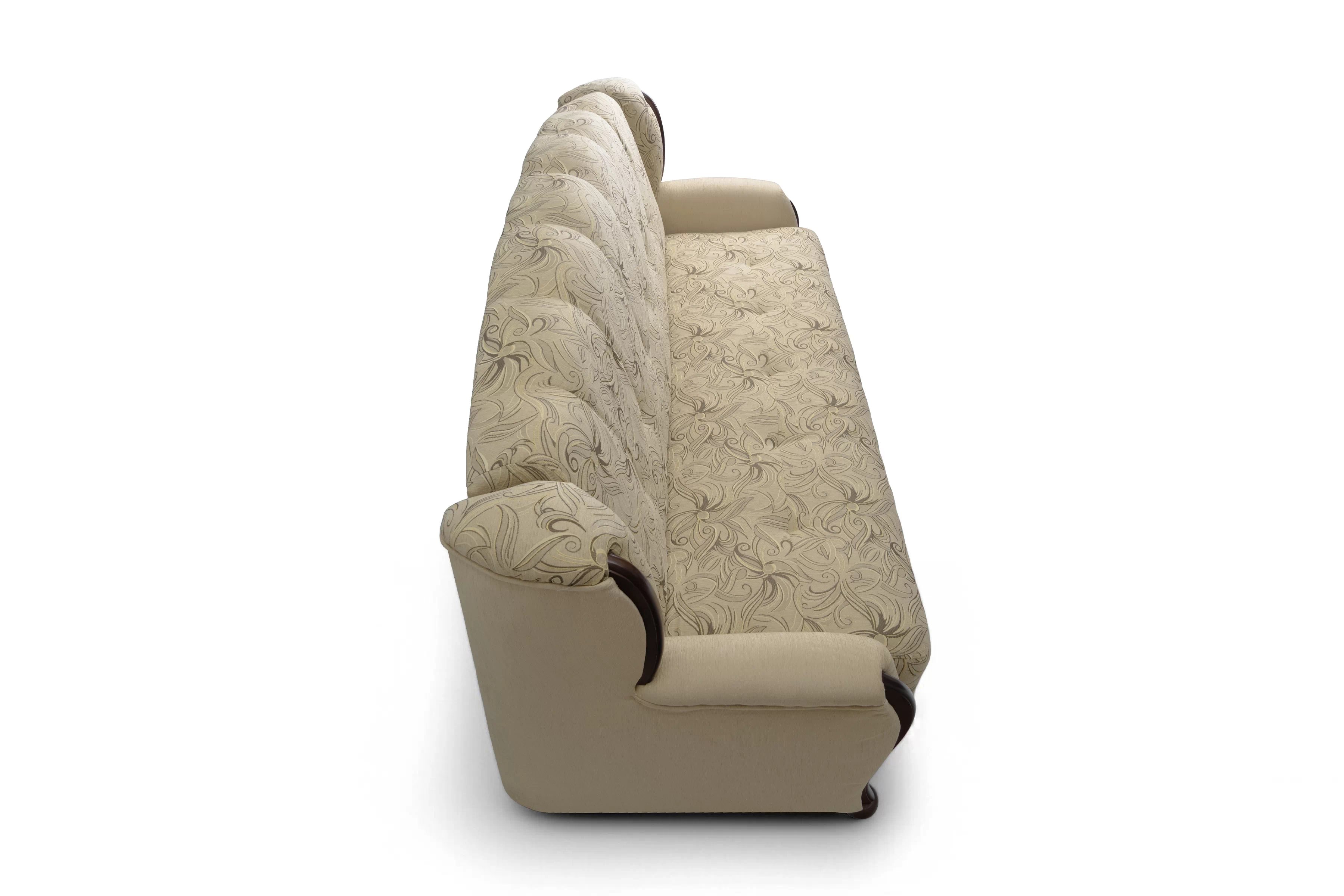 Rozkladacia trojpohovka Fryderyk - béžová vzorovaná látka Luna / orech Pohovka rozkladana Fryderyk - Béžová látka wzor Luna / sredni Orech