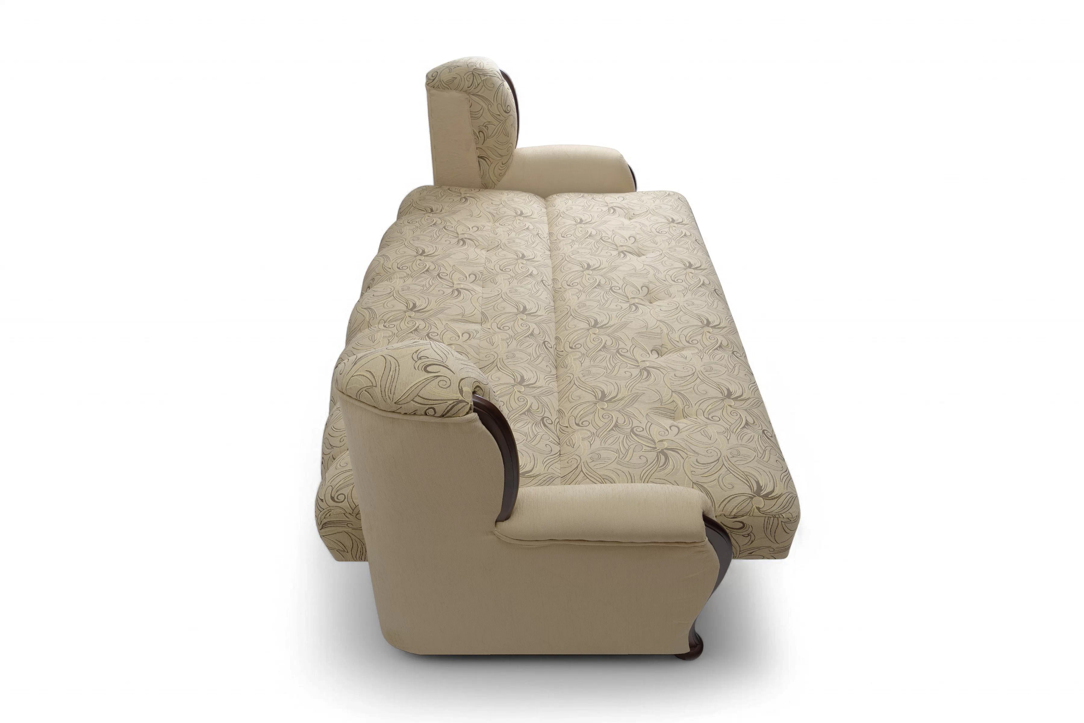 Rozkladacia trojpohovka Fryderyk - béžová vzorovaná látka Luna / orech Pohovka rozkladana Fryderyk - Béžová látka wzor Luna / sredni Orech