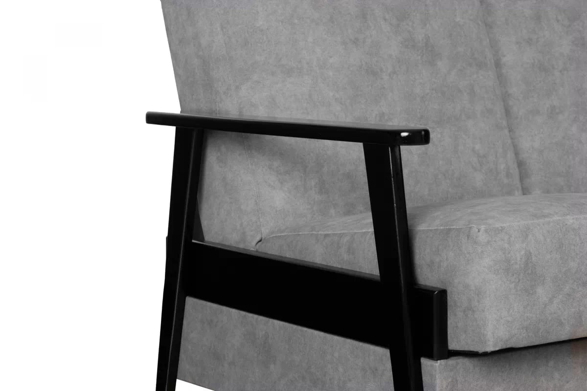 Rozkladacia trojpohovka PRL - sivý zamat Zetta 303 / čierna Pohovka rozkladana Klubowa PRL - šedý welwet ľahkočistiaci Zetta 303 / Boky čierny 