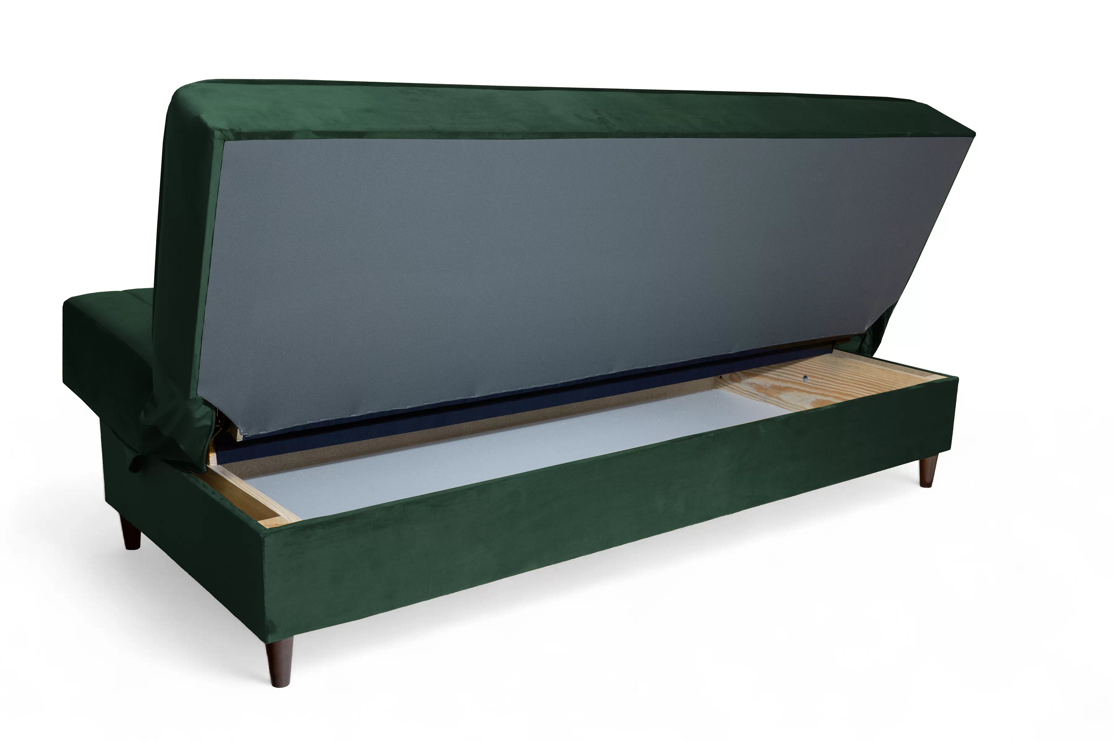 Rozkladacia pohovka Vigo s úložným priestorom – zelený zamat Kronos 14 Pohovka Vigo rozkladana S vnútorným úložným priestorom- Zelený velúr Kronos 14