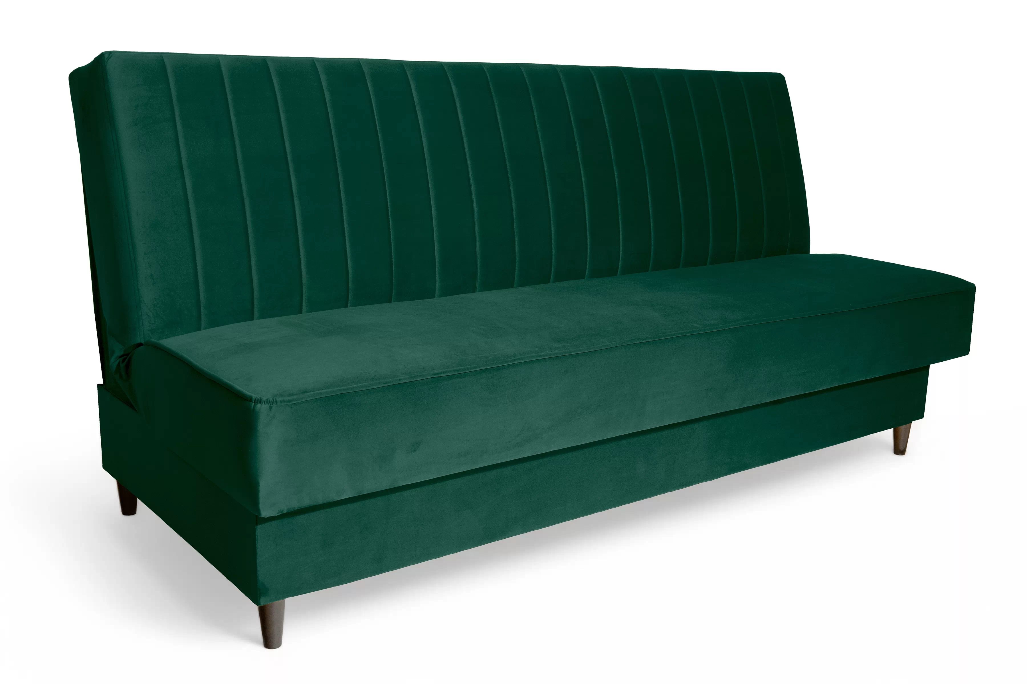 Rozkladacia pohovka Vigo s úložným priestorom - zelený zamat Kronos 19 / tmavý orech Pohovka Vigo rozkladana S vnútorným úložným priestorom- Zelený zamat Kronos 19 / tmavý orech - Koncovka Série