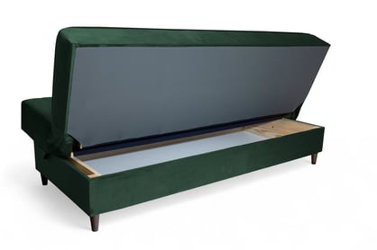 Rozkladacia pohovka Vigo s úložným priestorom - zelený zamat Kronos 19 / tmavý orech Pohovka Vigo rozkladana S vnútorným úložným priestorom- Zelený zamat Kronos 19 / tmavý orech - Koncovka Série