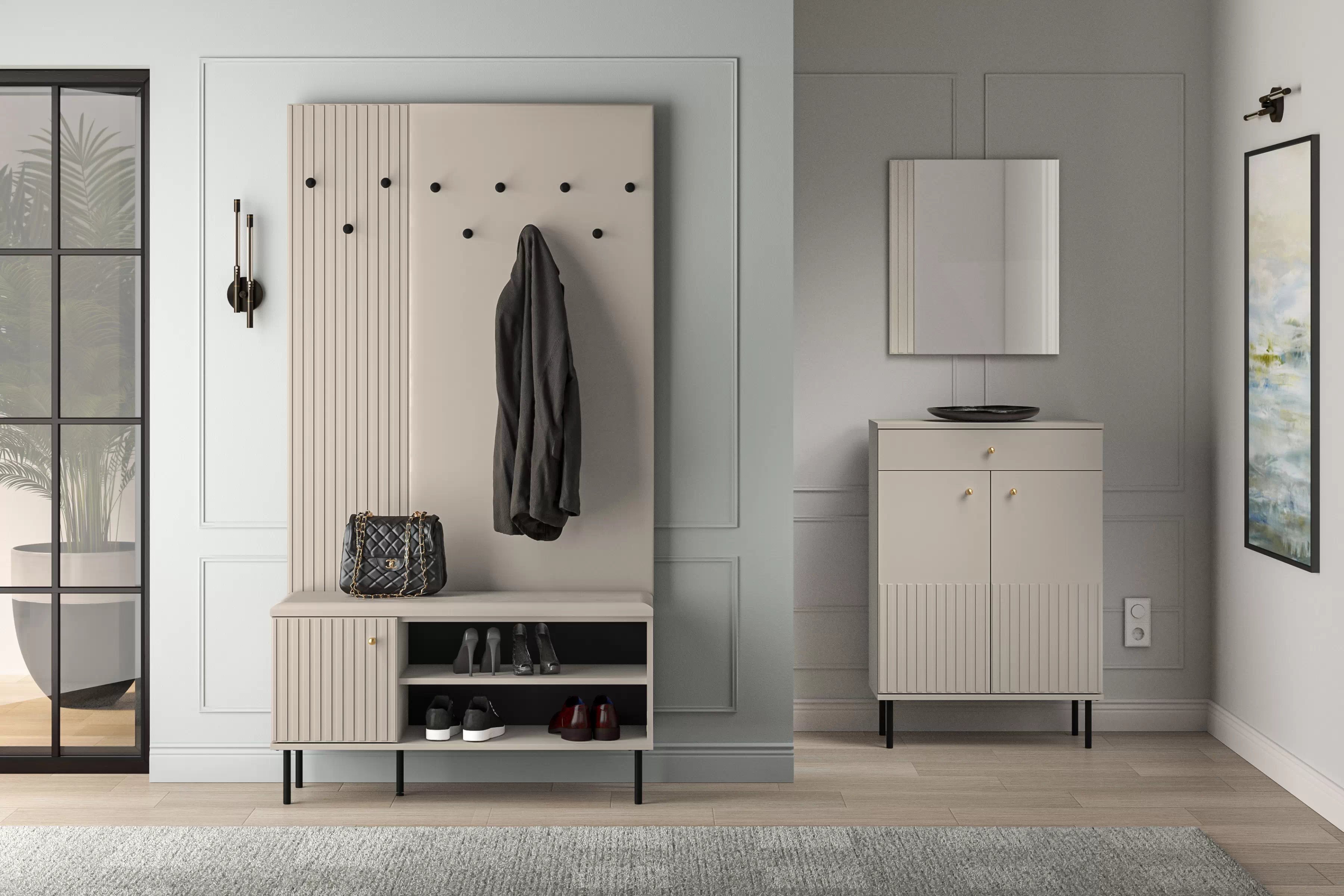 Čalouněný věšák do předsíně Jamuzi 68 cm - kašmír Věšák do předsíně Jamuzi 20 - 68 cm - kašmír