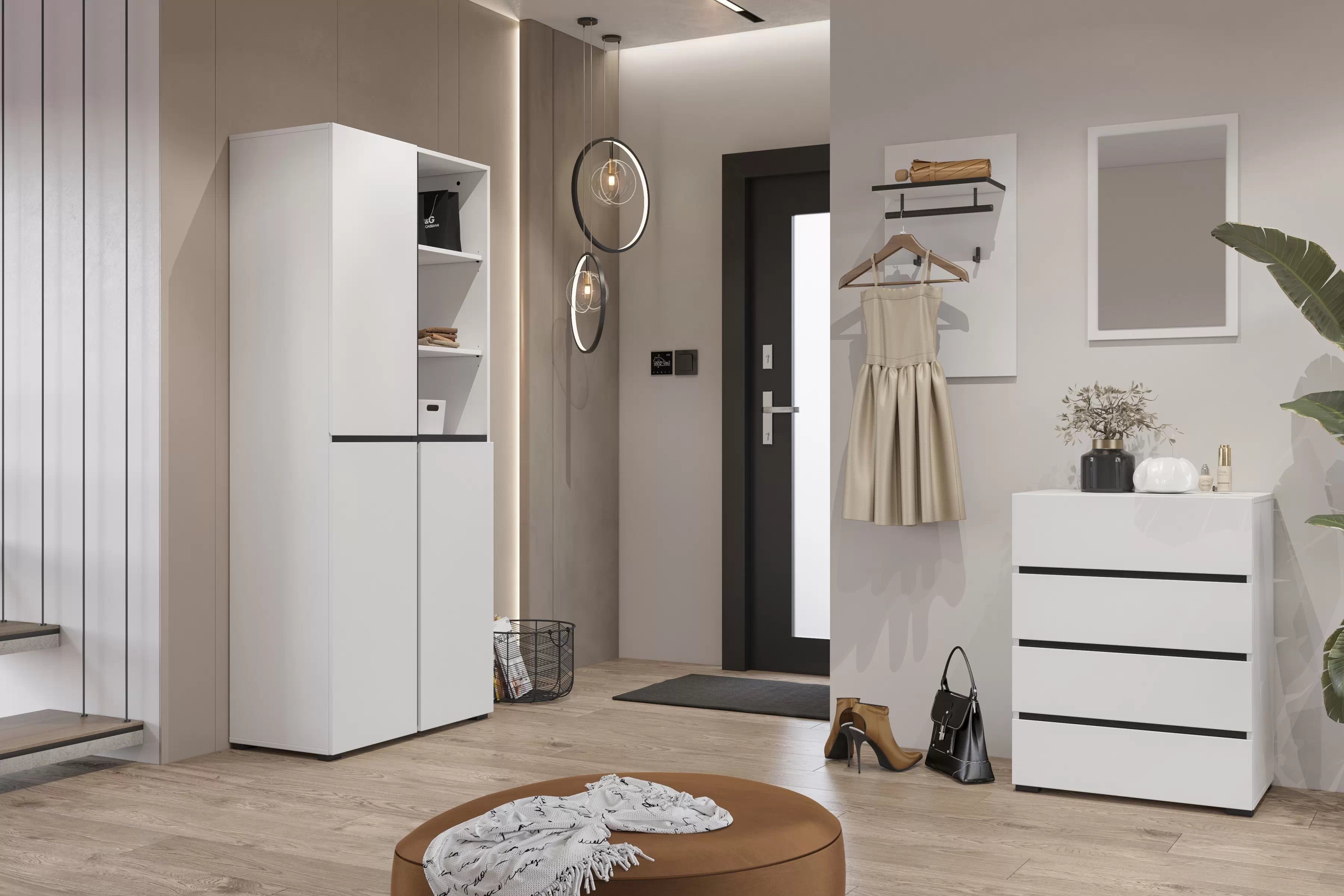 Vešiak Cross 40 cm - biela / čierna Vešiak Gramon 40 cm - biela / čierny