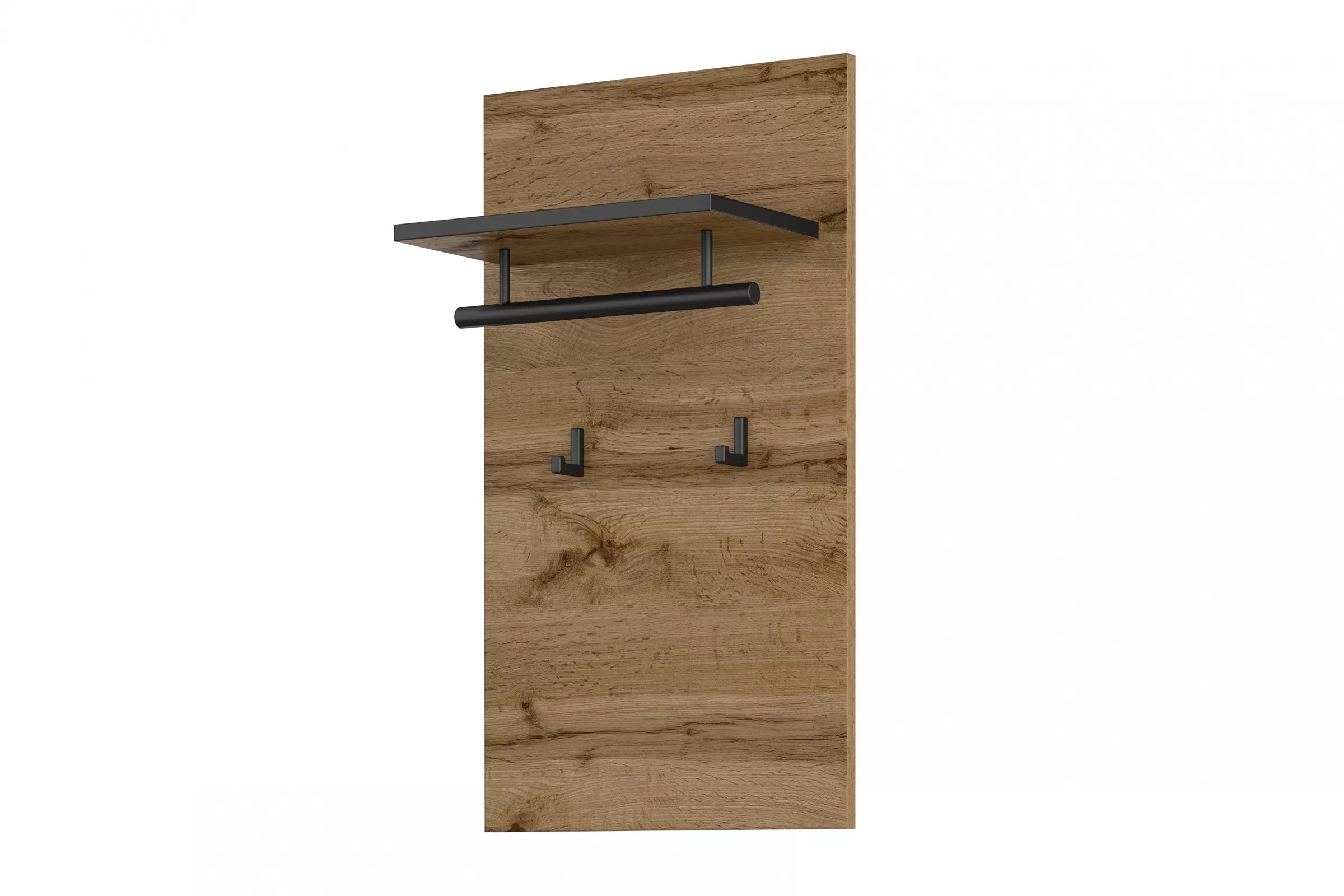 Nástěnný věšák Cross 40 cm - dub wotan / černá Věšák Gramon 40 cm - dub wotan / černá