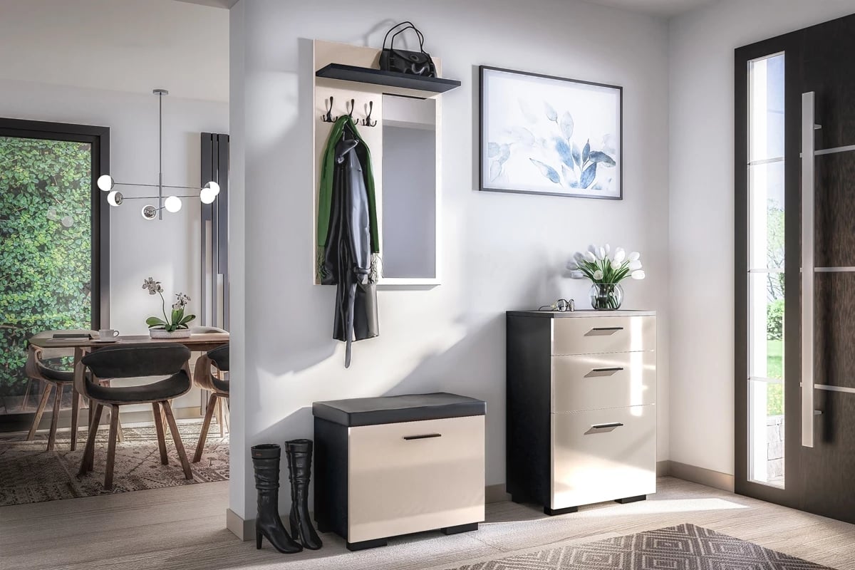 Nástěnný věšák Keri 13 se zrcadlem komplet moderní Předsíň