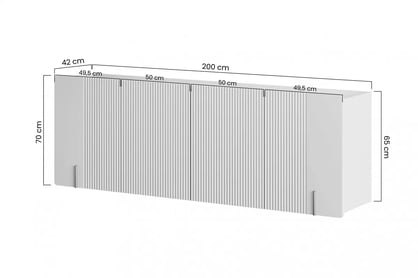 Závesná komoda Malmi 200 cm - kašmírová / crema bianca / čierna závesná Štvordverová Komoda Malmi 200 cm - kašmír / crema bianca / čierny elementy