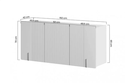 Závěsná komoda Malmi 150 cm - kašmírová / crema bianca / černá závěsná Komoda třídveřová Malmi 150 cm - kašmír / crema bianca / černá elementy