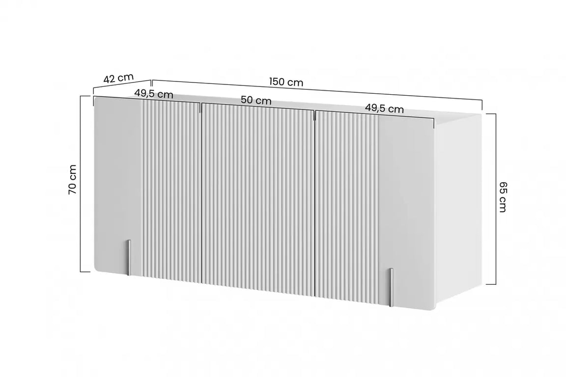 Závěsná komoda Malmi 150 cm - kašmírová / crema bianca / černá závěsná Komoda třídveřová Malmi 150 cm - kašmír / crema bianca / černá elementy