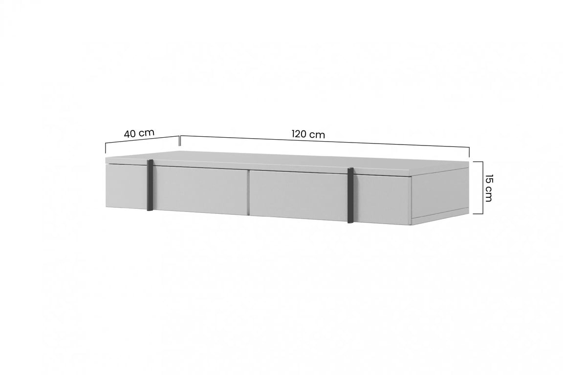 Závěsný toaletní stolek Larena se zásuvkami 120 cm - černý beton / černé úchytky - výprodej závěsná konzole / Toaletní stolek Larena se zásuvkami 120 cm - černá beton / černá Úchytky