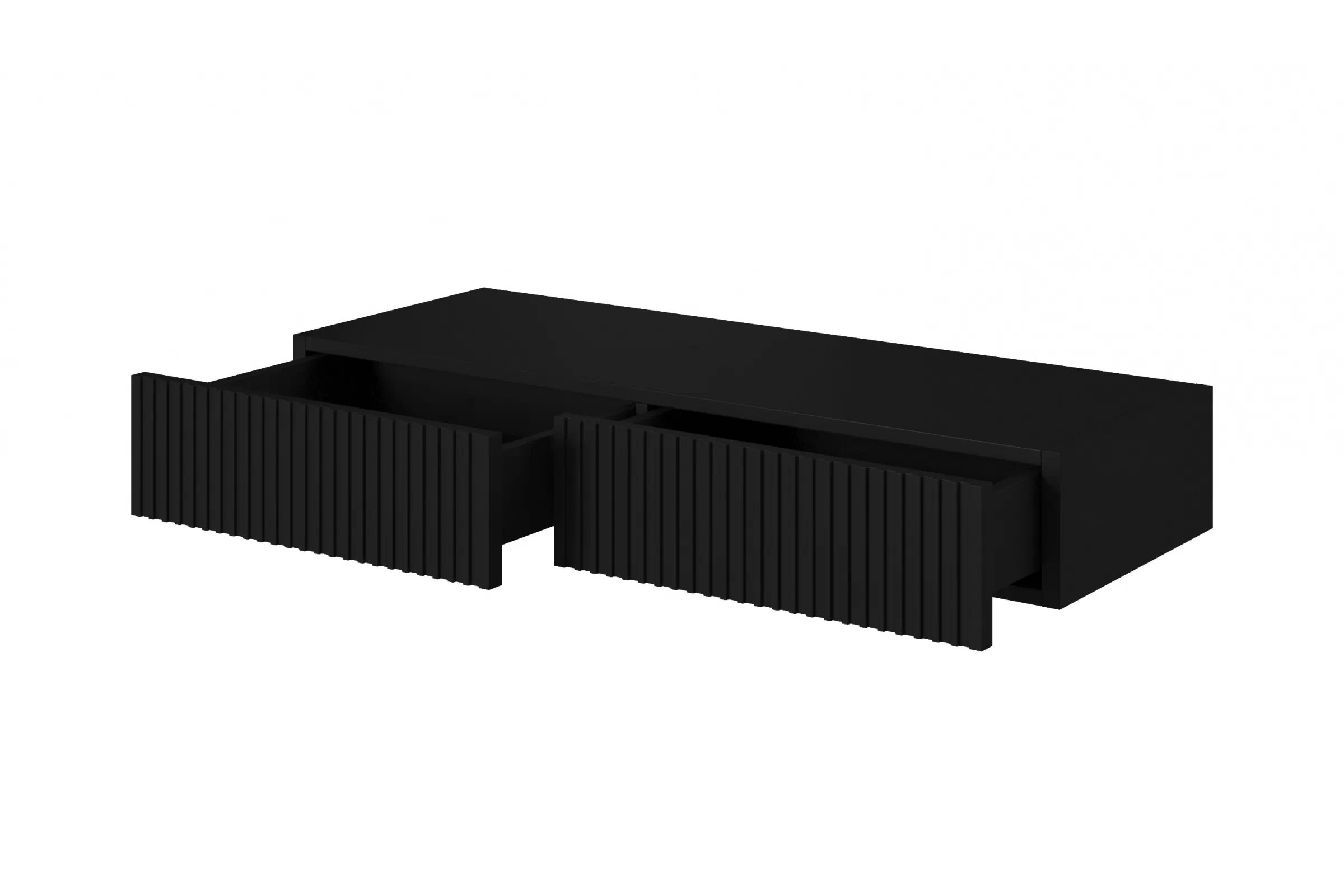 Závěsný toaletní stolek Nicole 100 cm se zásuvkami - černý mat závěsná konzole / Toaletní stolek Nicole 100 cm se zásuvkami - černá / černá mat