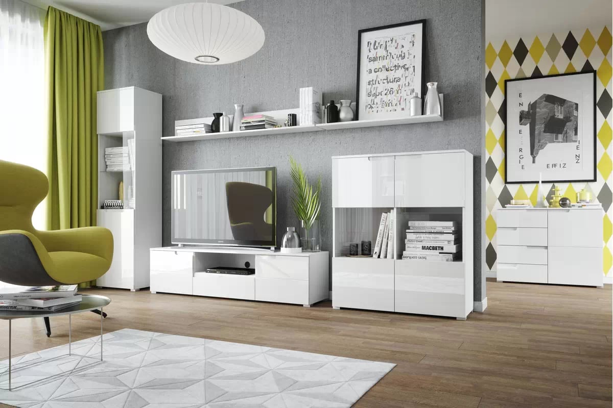 Vitrína Alwa 27 biely lesk - akcia Vitrína Alwa 27 100 cm - biely lesk