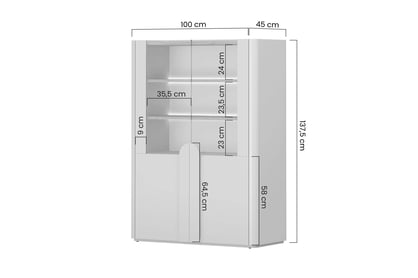 Vitrína Amilio 100 cm dvojdverová - kašmír / olejovaný dub / úchyty kašmír Vitrína Amilio 100 cm dvojdverová - kašmír / Dub olejowany / úchyty kašmír