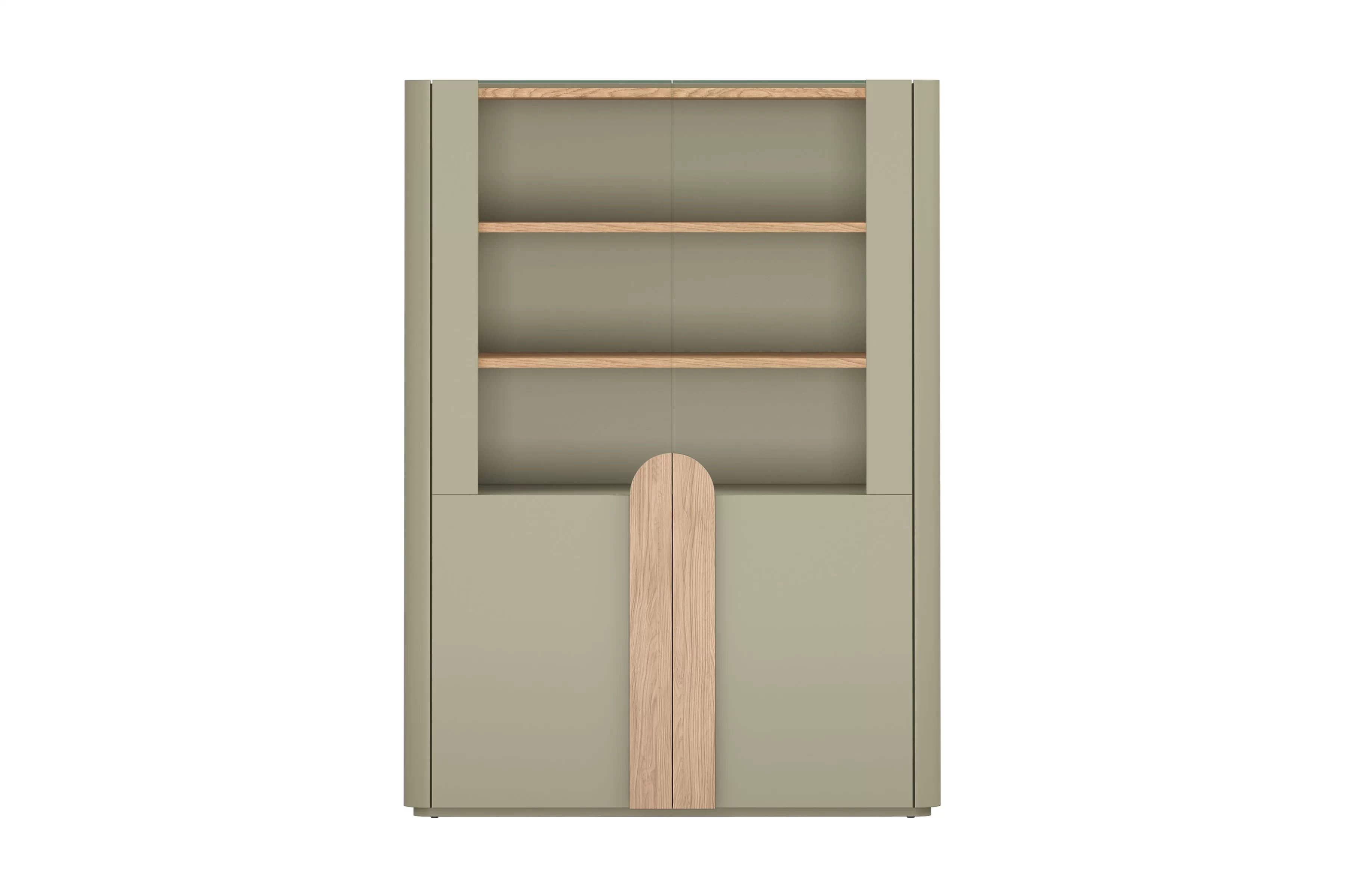 Vitrína Amilio 100 cm - eukalyptus / dub baltic dune / dub prírodný Vitrína Amilio do obývacej izby 100 cm - eukaliptus / Dub baltic dune / úchyty Dub prírodné