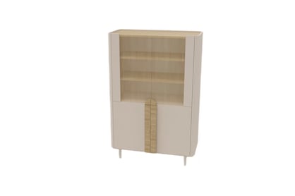 Vitrína Amilio pro obývacího pokoje 100 cm - kašmír / dub olejowany - Výprodej z expozice
