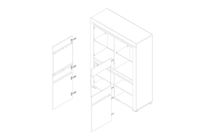 Čtyřdveřová vitrína Alaska AAW-1 - bílý lesk / bílý mat Vitrína czterodrzwiowa Alaska AAW-1 - schemat