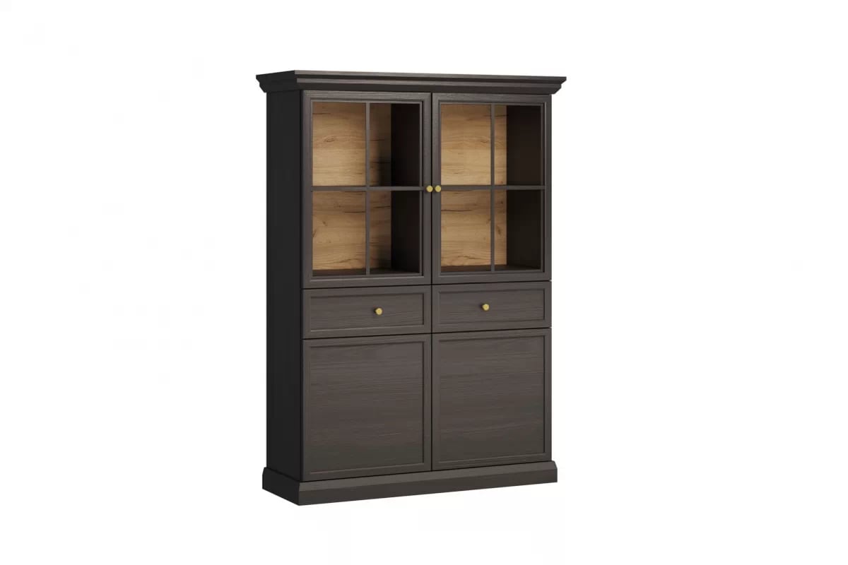 Vitrína Emolio 118 cm s LED osvetlením - grafitová Vitrína štvordverová Lucca s osvetlením LED 118 cm - grafit