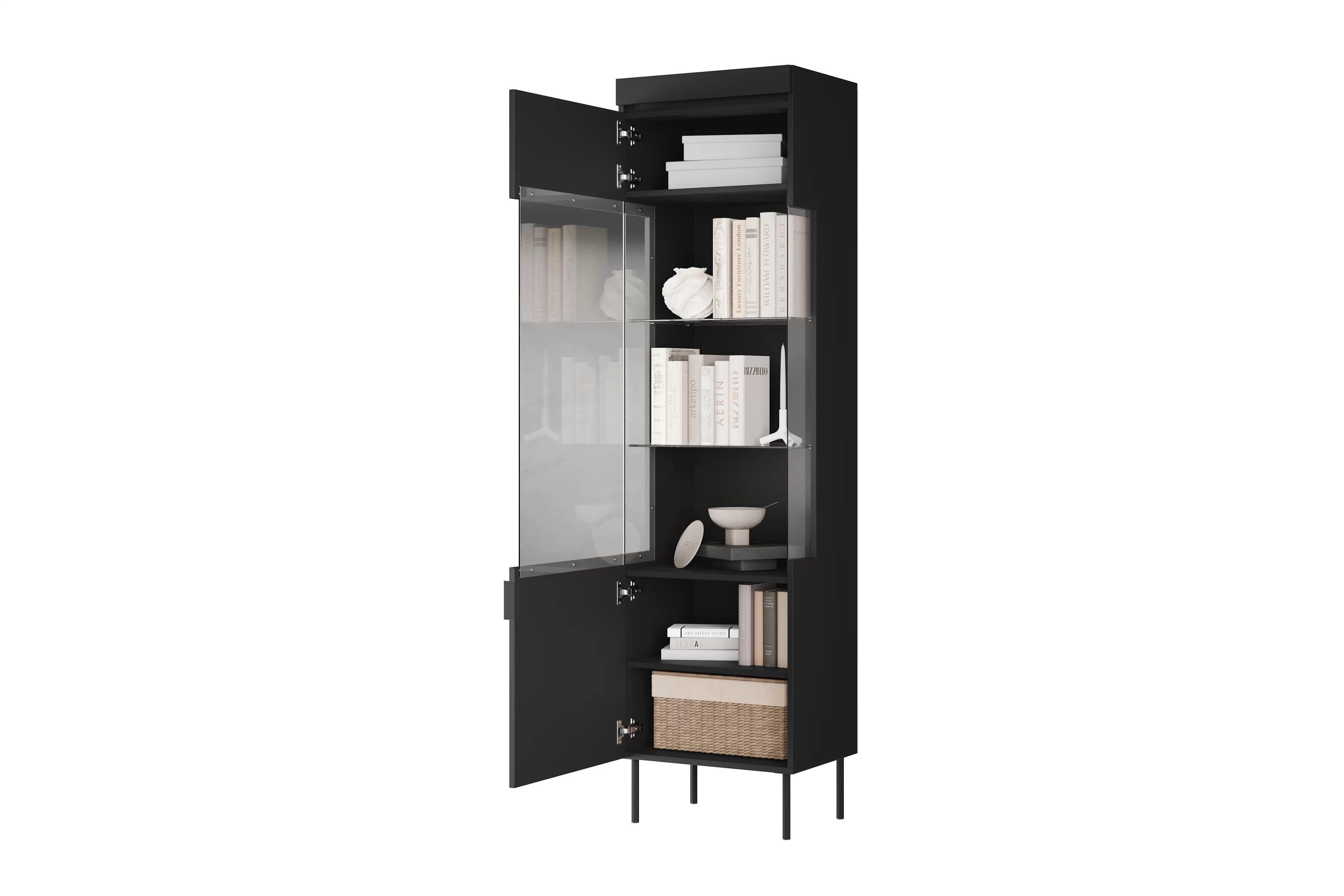 Vitrína Sentia 53 cm - černá / černá Vitrína pro obývacího pokoje Sentia 1D - černá / černá 