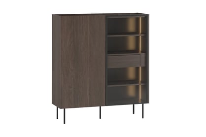 Dvojdverová vitrína Dunari 120 cm s ukrytými zásuvkami - dub dunin