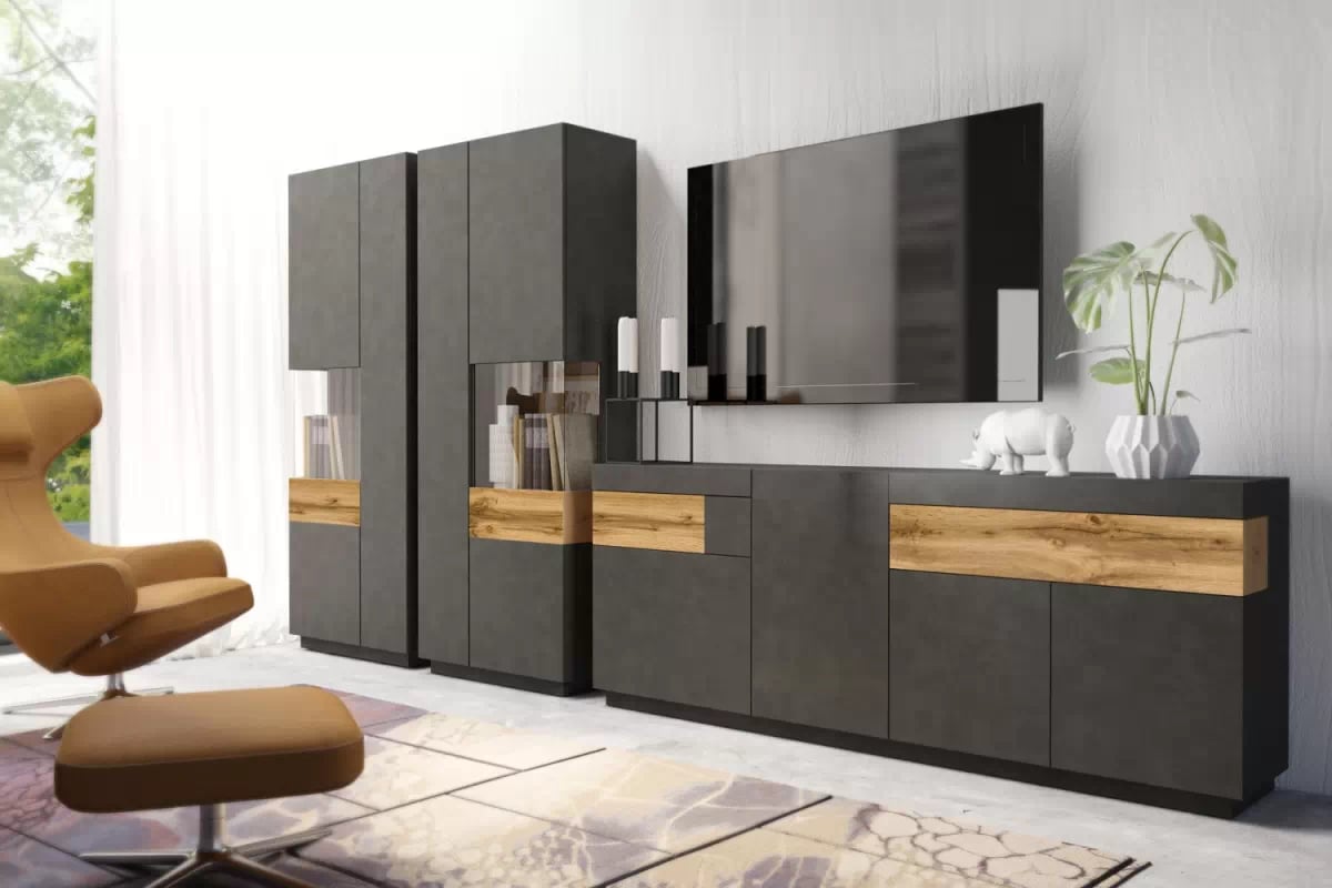 Dvoudveřová vitrína levá Silke 12 - matera / dub wotan Vitrína dvoudveřová Levá Silke 12 - matera / dub wotan