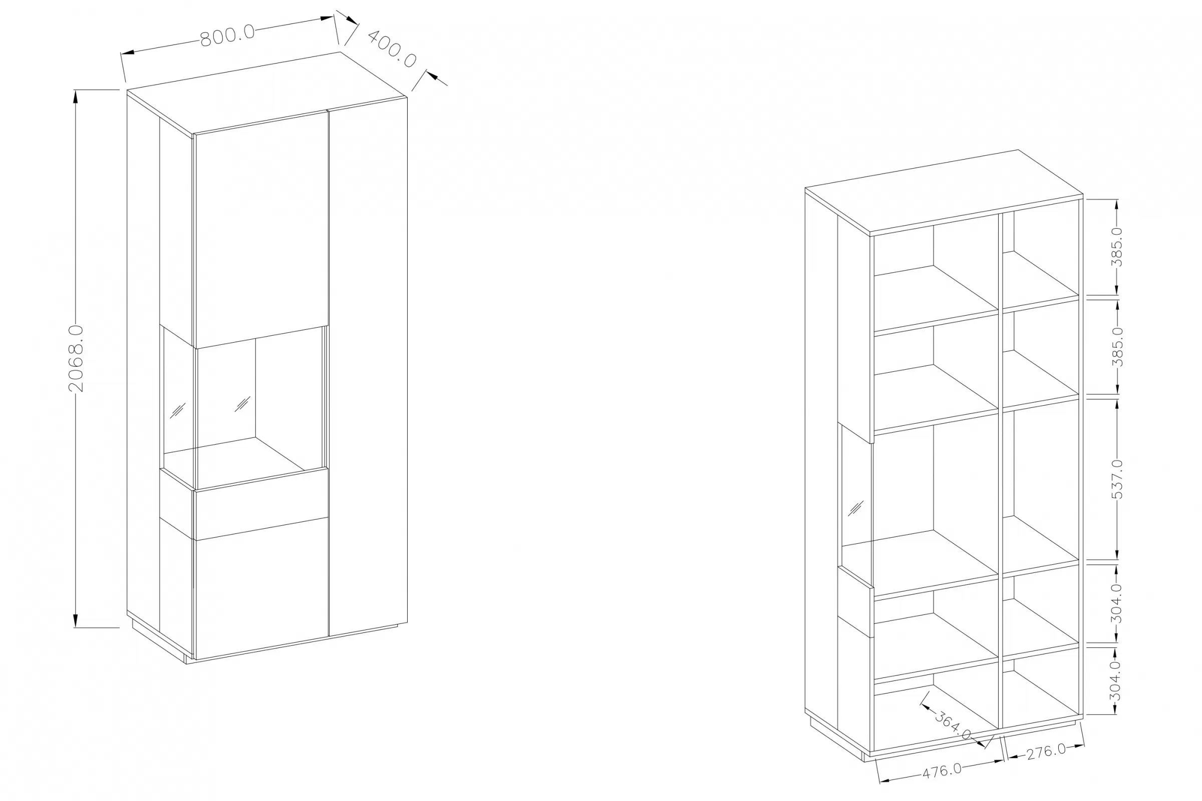Dvoudveřová vitrína levá Silke 12 - matera / dub wotan Vitrína dvoudveřová Levá Silke 12 - matera / dub wotan
