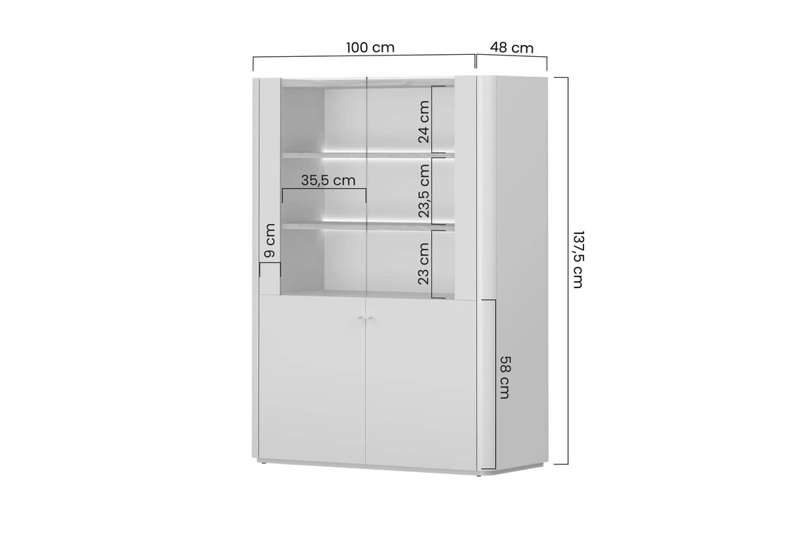 Vitrína Elivo 100 cm - eukaliptus / dub baltic dune Vitrína Elivo 100 cm - eukaliptus / dub baltic dune