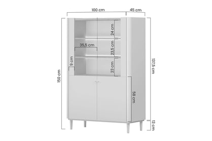 Vitrína Elivo 100 cm dvojdverová na nožičkách - kašmír / olejovaný dub Vitrína Elivo 100 cm dvojdverová na nôžkach - kašmír / Dub olejowany