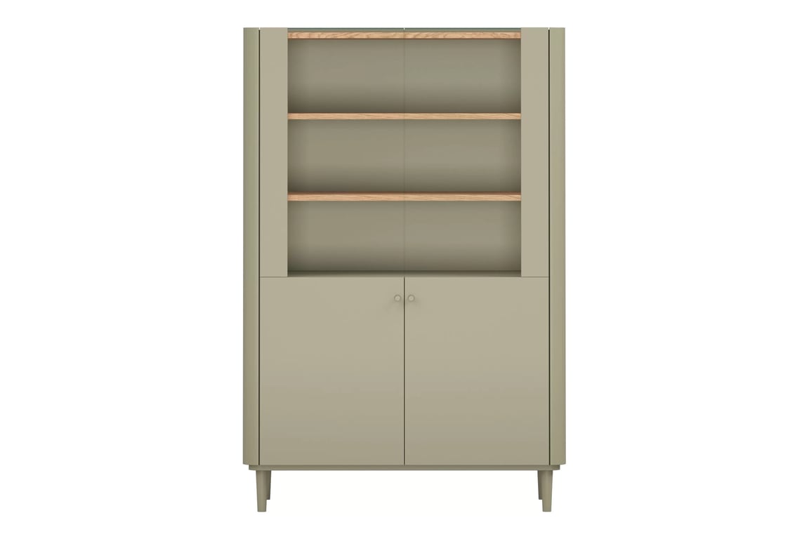Vitrína Elivo 100 cm na nožkách - eukaliptus / dub baltic dune Vitrína Elivo 100 cm na nožkách - eukaliptus / dub baltic dune