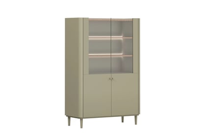 Vitrína Elivo 100 cm dvoudveřová na nožkách - eukalyptus / dub baltic dune