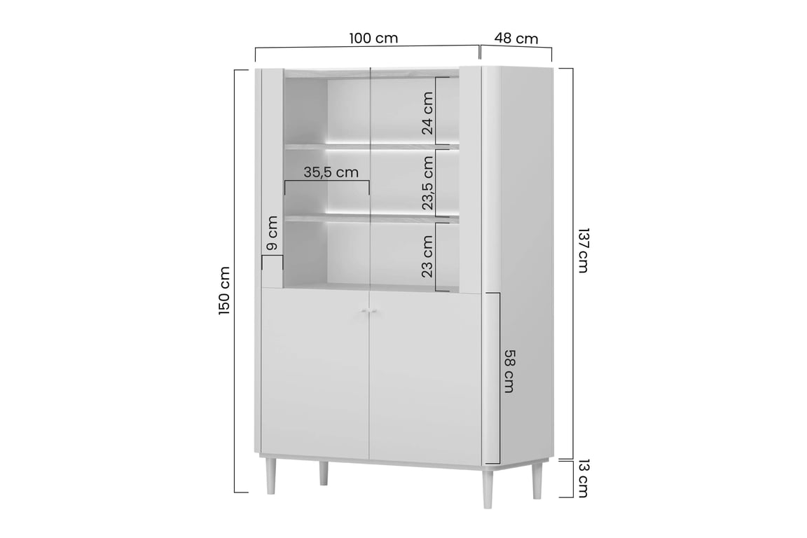 Vitrína Elivo 100 cm na nožkách - eukaliptus / dub baltic dune Vitrína Elivo 100 cm na nožkách - eukaliptus / dub baltic dune