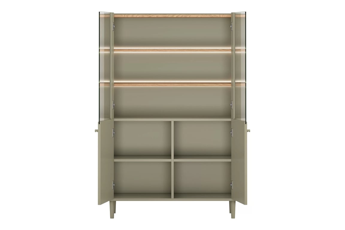 Vitrína Elivo 100 cm na nožkách - eukaliptus / dub baltic dune Vitrína Elivo 100 cm na nožkách - eukaliptus / dub baltic dune