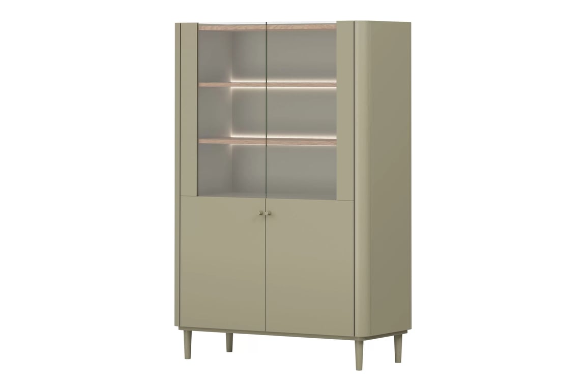 Vitrína Elivo 100 cm na nožkách - eukaliptus / dub baltic dune Vitrína Elivo 100 cm na nožkách - eukaliptus / dub baltic dune