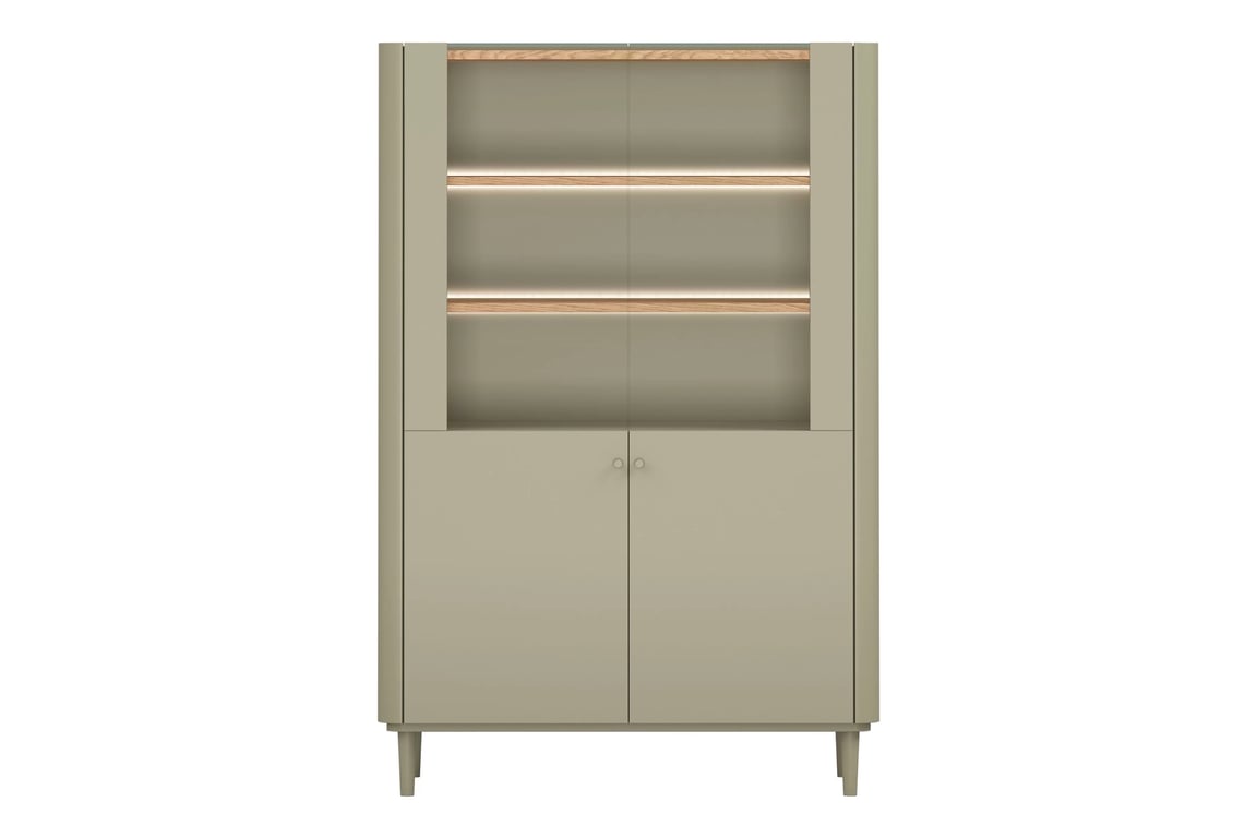 Vitrína Elivo 100 cm na nožkách - eukaliptus / dub baltic dune Vitrína Elivo 100 cm na nožkách - eukaliptus / dub baltic dune