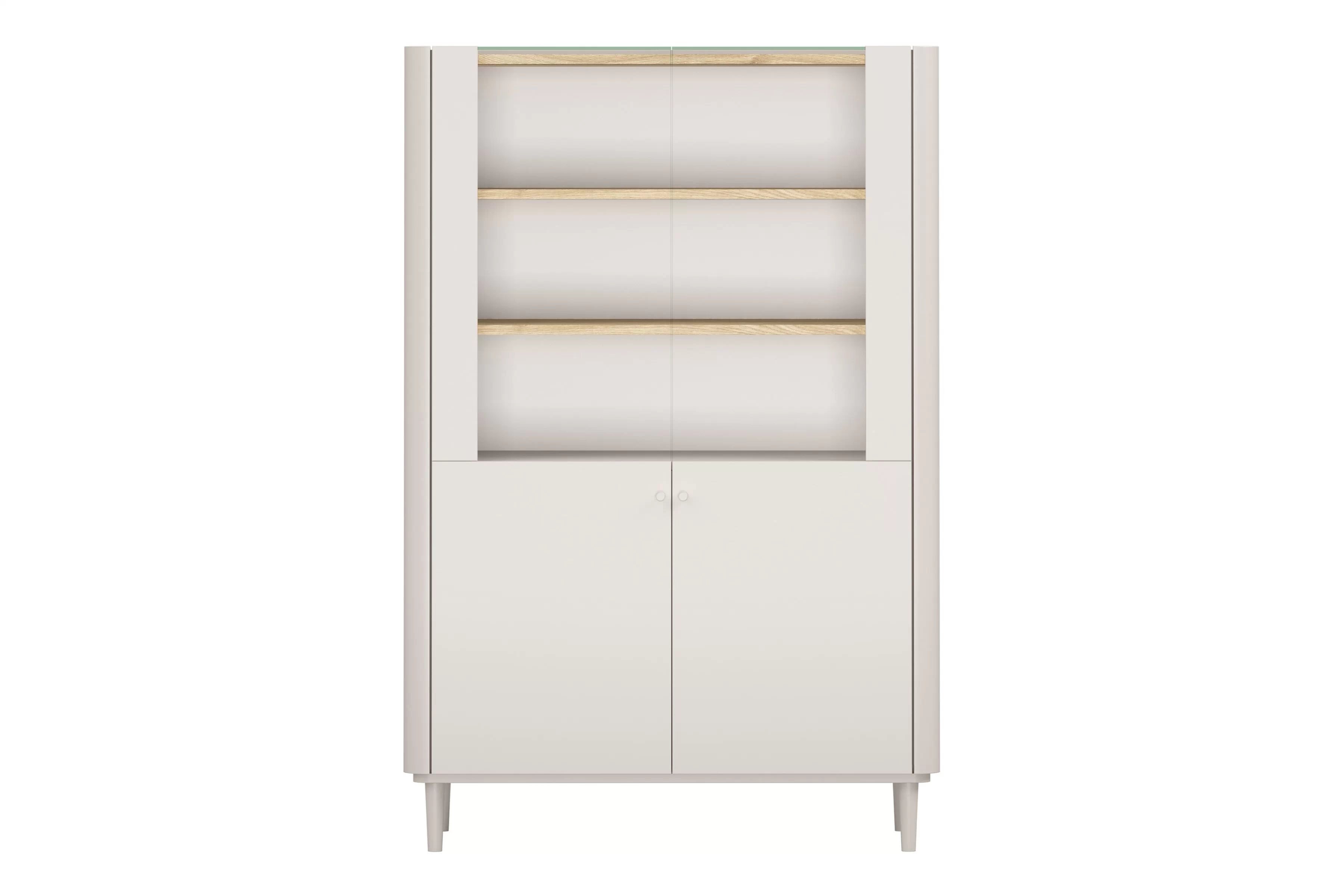 Vitrína Elivo 100 cm na nožičkách - kašmírová / dub olejovaný Vitrína Elivo 100 cm na nôžkach - kašmír / Dub olejowany