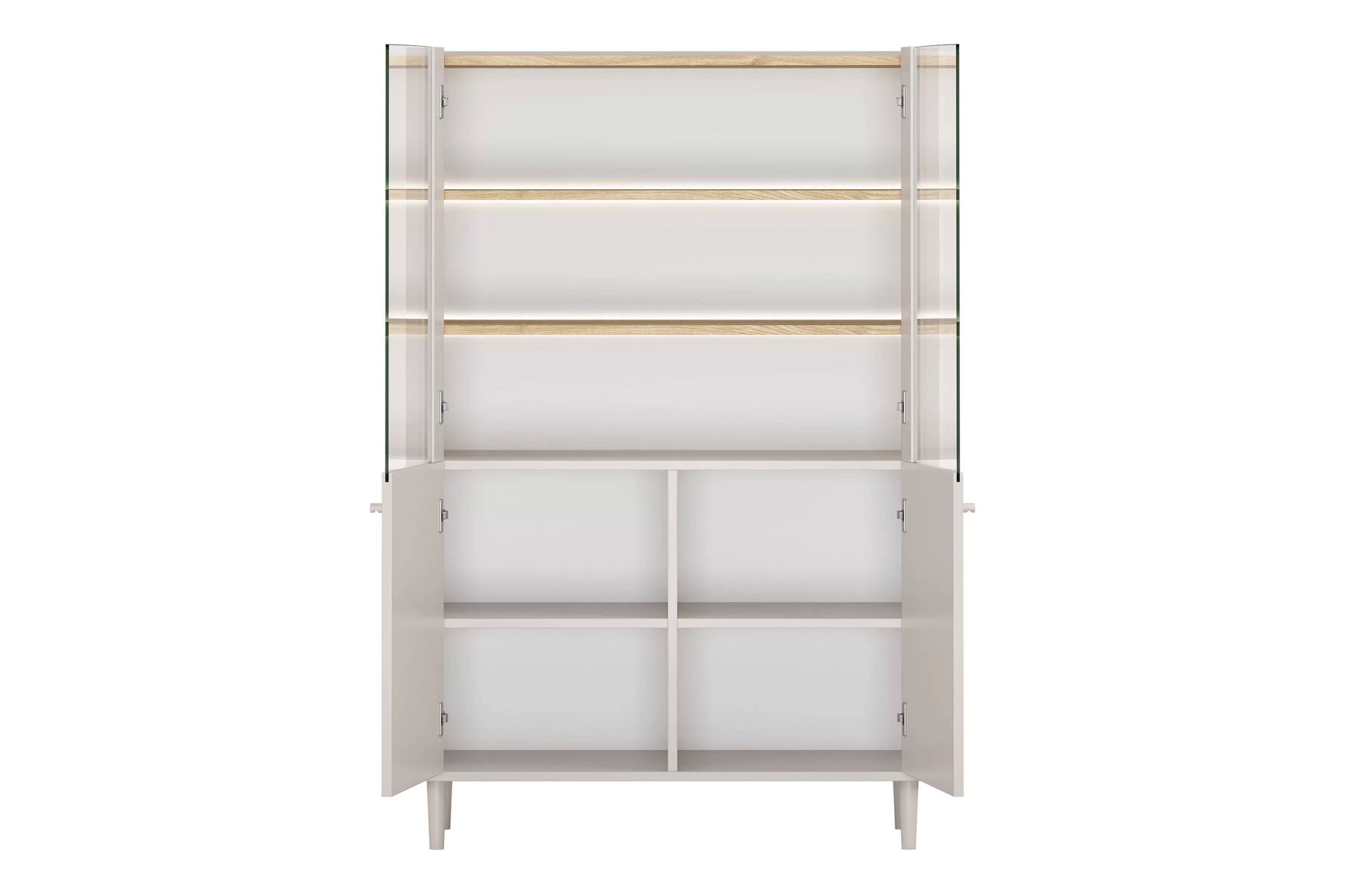 Vitrína Elivo 100 cm na nožičkách - kašmírová / dub olejovaný Vitrína Elivo 100 cm na nôžkach - kašmír / Dub olejowany